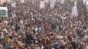 Pictures of Yemenis in Sana`a who they gathered on the occasion of the International Quds Day, June 23,2017, YemenExtra
